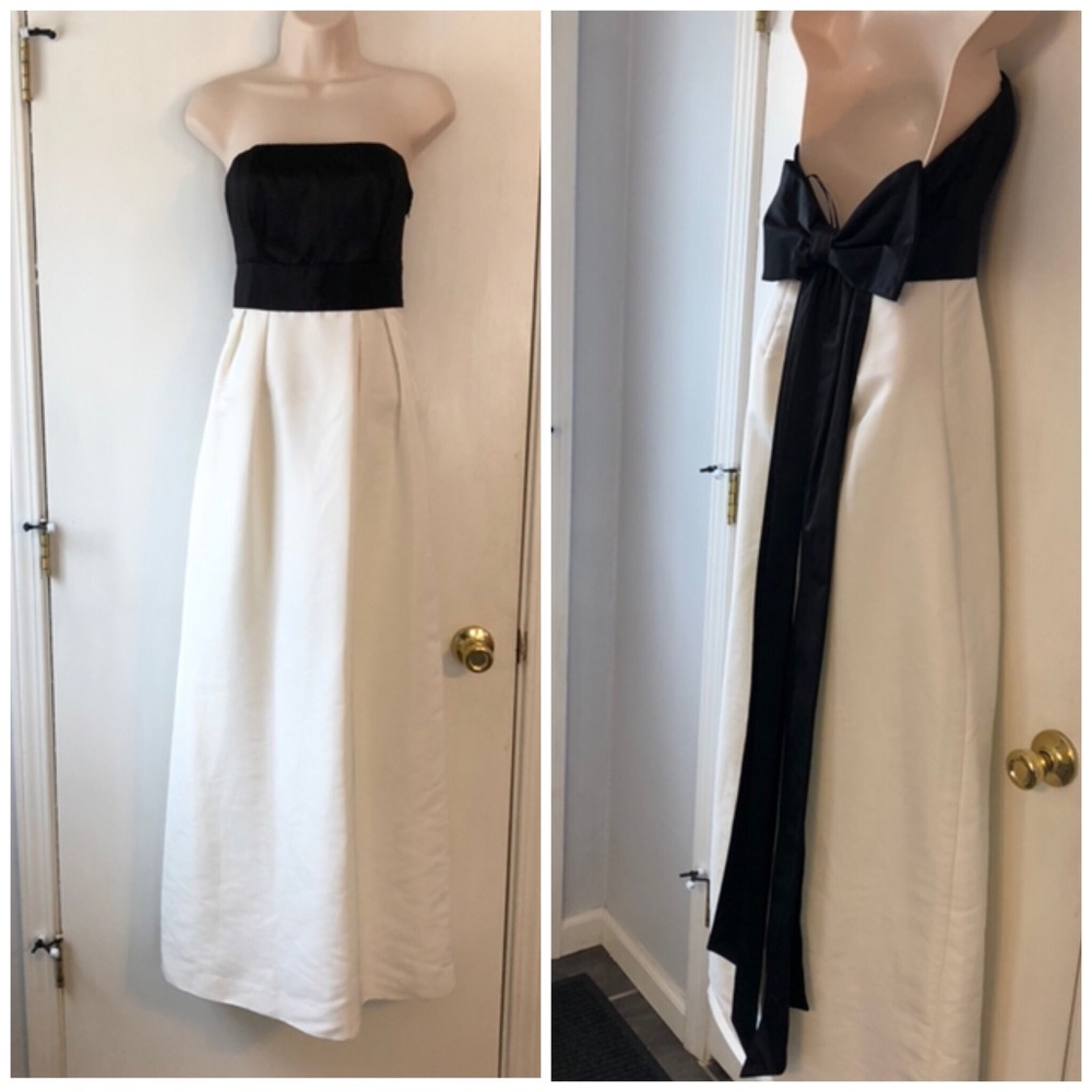 🛍Strapless Kate Young Dress Bow Black White Prom